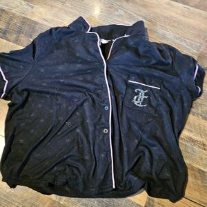 Juicy Couture Black Pajama Top with Pink Trim